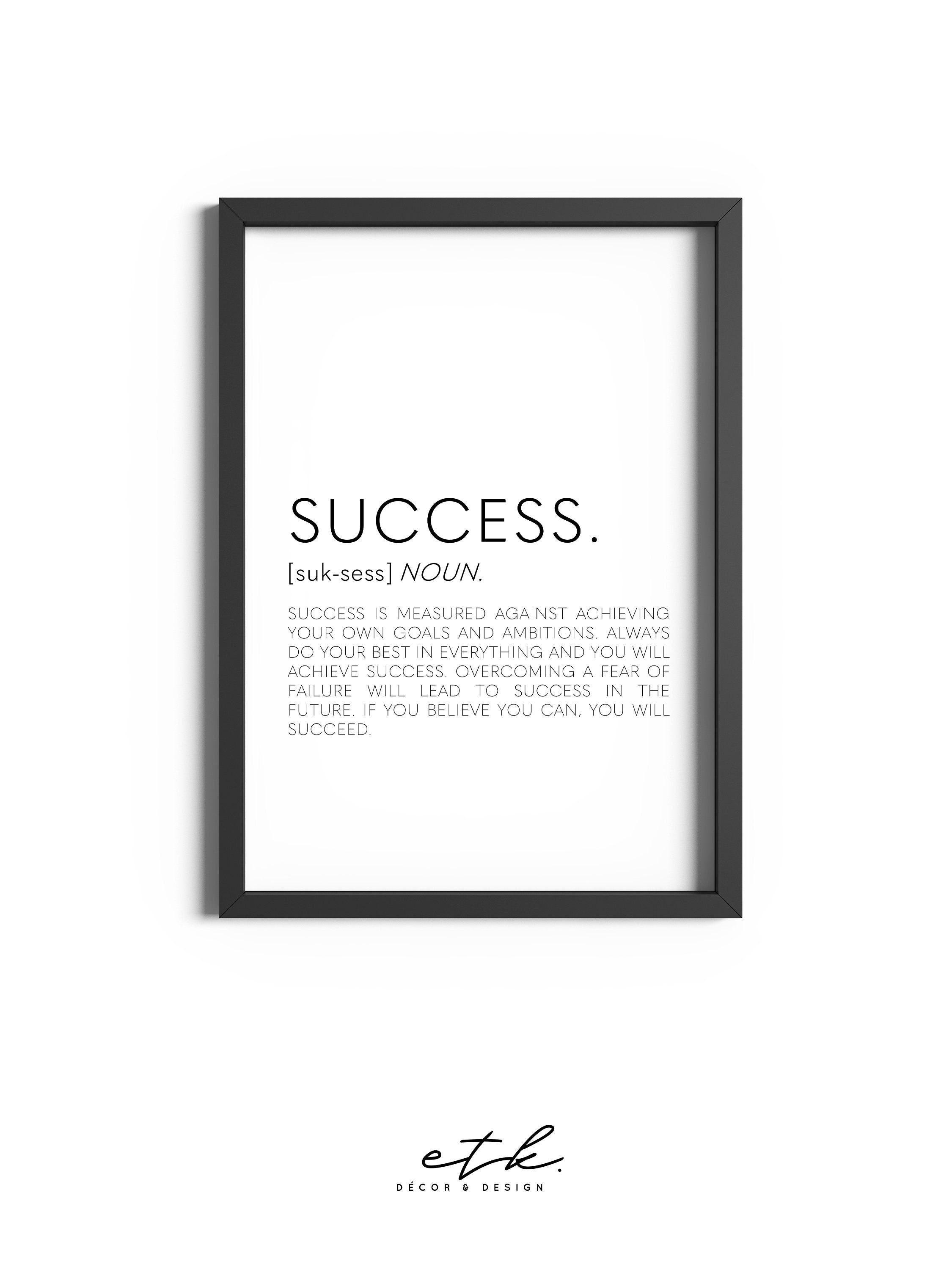 Success Definition, Office Wall Art, Home Office Print, Inspirational  Quotes Prints, Home Décor, Motivational Print, Home Office Decor - .de