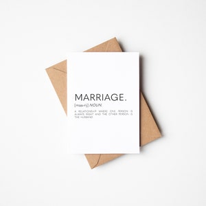 Carte de définition de mariage, carte d'anniversaire drôle, carte pour mari, carte d'anniversaire pour mari, carte d'anniversaire de mariage, carte drôle pour lui