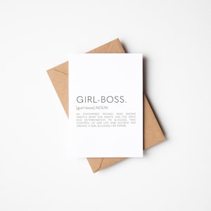 Carte d'anniversaire de définition de patron de fille, carte de voeux pour elle, carte d'anniversaire de patron de fille, cartes de patron de fille, cartes de félicitations, carte de positivité