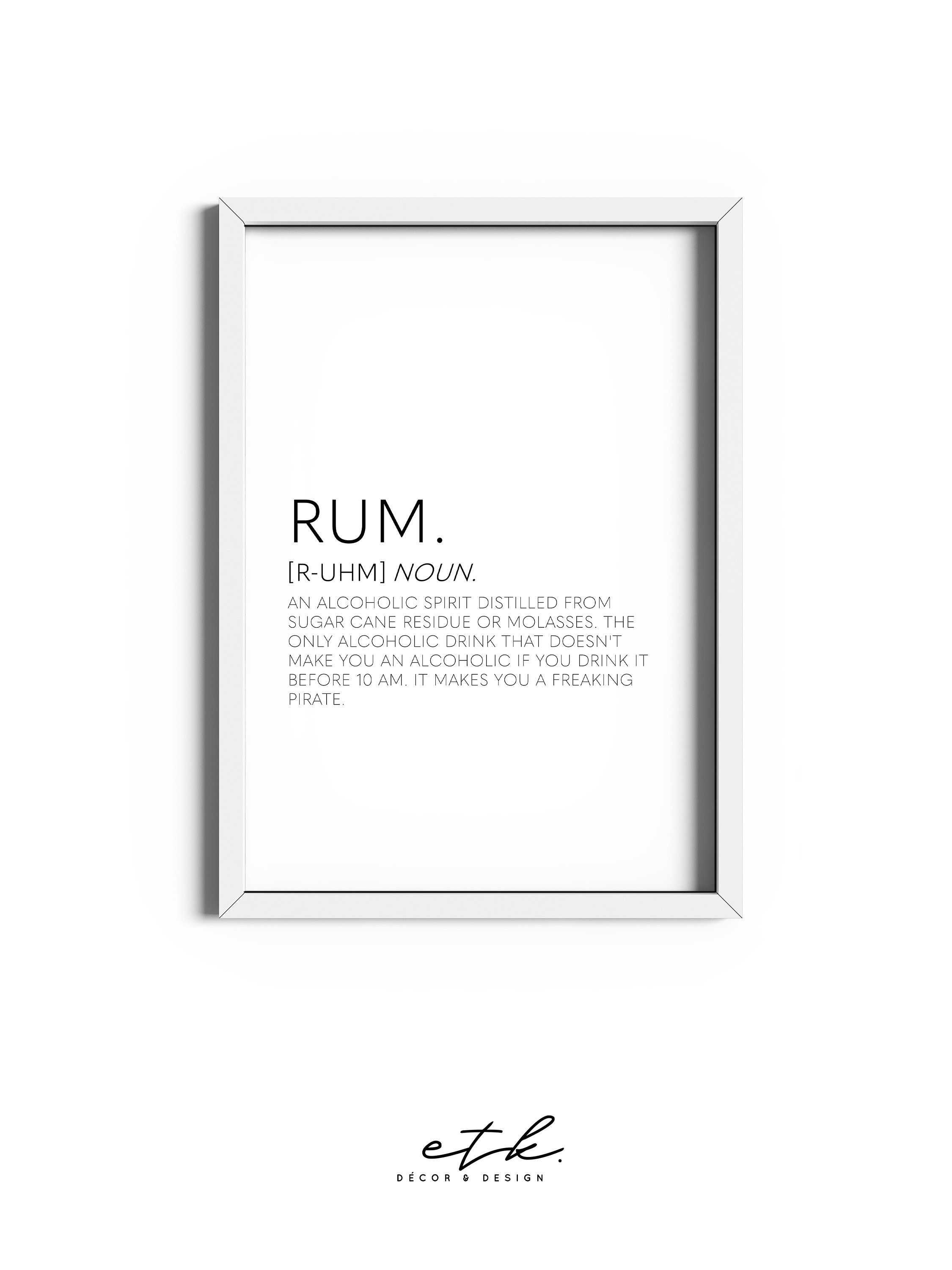 Rum Definition Print Bar Poster Kitchen Prints Home Bar Etsy UK