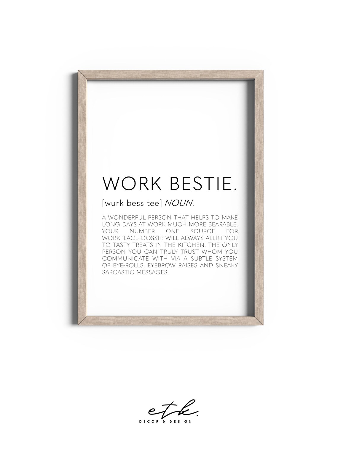 Work Bestie Definition Work Bestie Quote Friendship Gifts Etsy