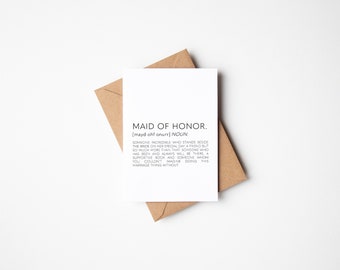 Maid Of Honor Card, Wedding Card, Maid Of Honour Definition, Will You Be My Maid Of Honour, Bridal Party Cards, Card For Maid Of Honour