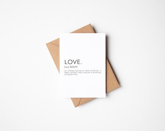 Love Definition Card, Anniversary Card, Card For Boyfriend, Card For Girlfriend, Birthday Card For Friend, Love Cards, Card For Loved Ones