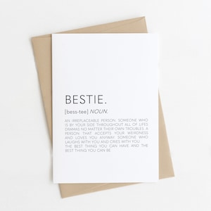 Descarga digital Tarjeta de definición Bestie, Tarjeta de cumpleaños del mejor amigo, Tarjeta para amigos, Tarjetas de amistad, Tarjeta de mejor amigo