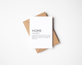 Home Definition Card, Housewarming Card, New Home Card, Moving Card, New Adventure Card, New House Card, Congratulations Card, A6 Blank Card