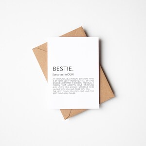Carte définition bestie, carte d'anniversaire meilleur ami, carte pour bestie, cartes de l'amitié, cartes pour bestie, carte de voeux pour bestie, cartes A6