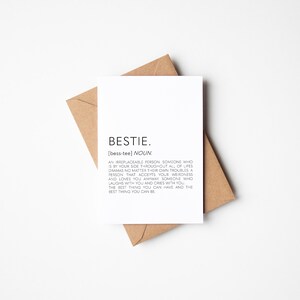 Bestie Definition Card, Best Friend Birthday Card, Card For Bestie, Friendship Cards, Cards For Bestie, Greetings Card For Bestie, A6 Cards