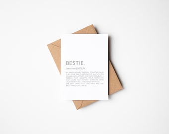 Bestie Definition Card, Best Friend Birthday Card, Card For Bestie, Friendship Cards, Cards For Bestie, Greetings Card For Bestie, A6 Cards