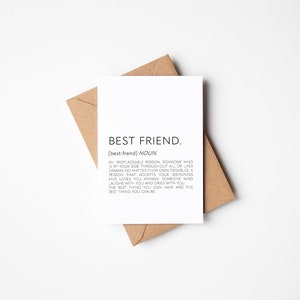 Carte de définition de meilleur ami, carte d'anniversaire de meilleur ami, carte pour Bestie, cartes d'amitié, cartes pour meilleur ami, carte de voeux pour Bestie