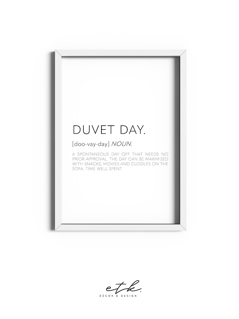 Duvet Day Definition Print Bedroom Prints Bedroom Decor Etsy