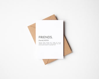 Friends Definition Card, Best Friend Birthday Card, Card For Bestie, Friendship Cards, Cards For Friend, Greetings Card For Friend, A6 Cards