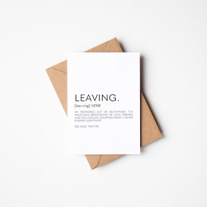 Carte de définition de départ, carte de départ d'un ami de travail, carte de départ A4, cartes de départ drôles, grande carte de départ, carte de départ Work Bestie, carte A6