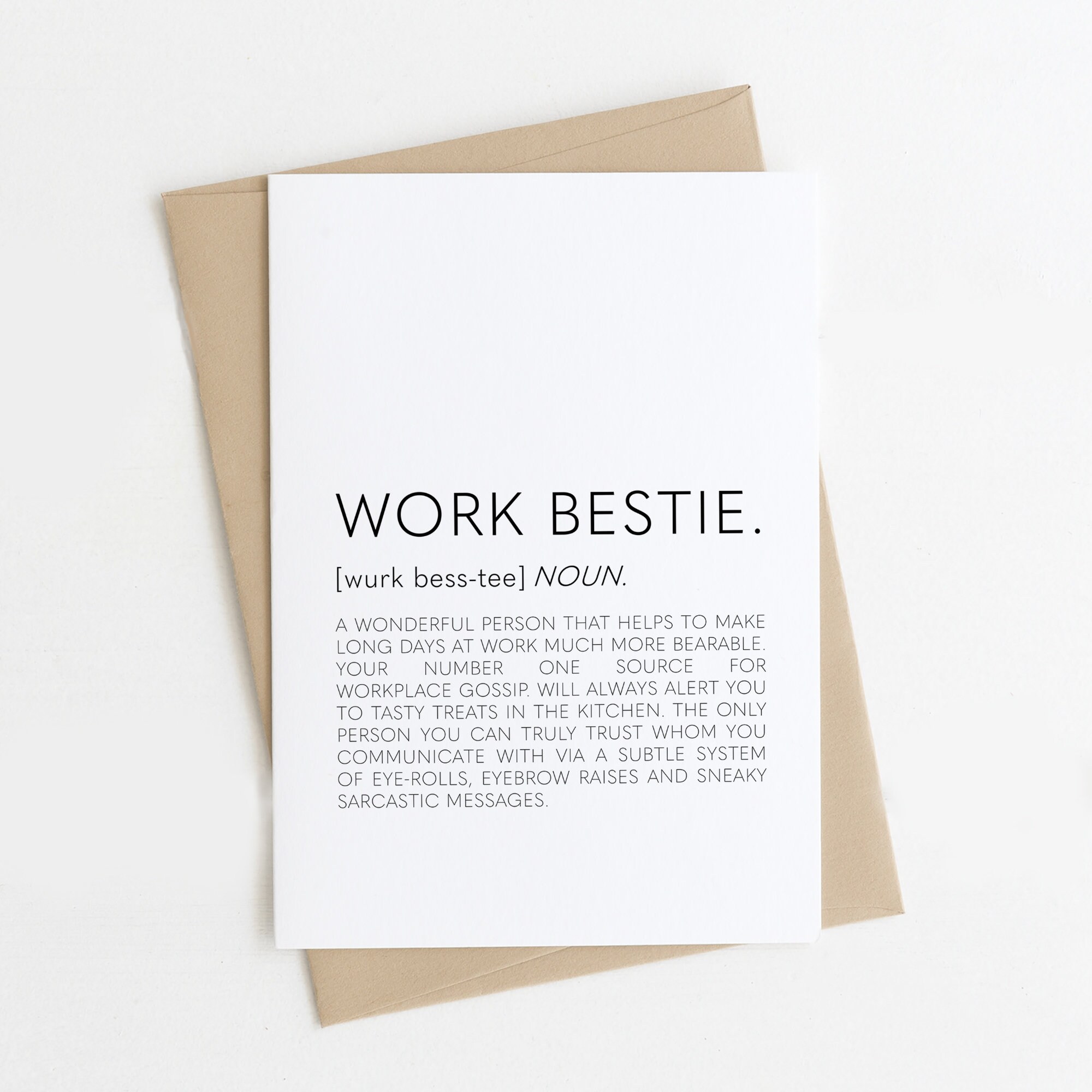 Work Bestie Definition Card Work Friend Birthday Card Card Etsy UK