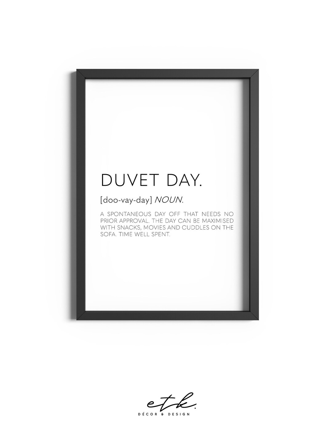 Duvet Day Definition Print Bedroom Prints Bedroom Decor Etsy