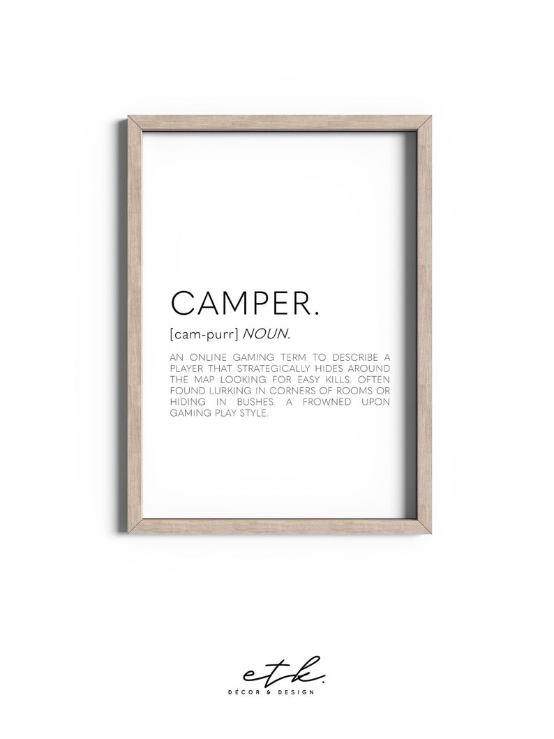 Camper Definition Print Gamer Gifts Gaming Prints Games Etsy UK