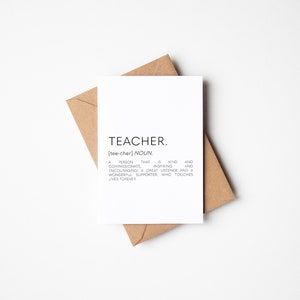 Carte de définition de l'enseignant, carte de remerciement de l'enseignant, carte de remerciement, carte de fin d'année scolaire, cartes de fin de trimestre, cartes pour les enseignants, vierge A6