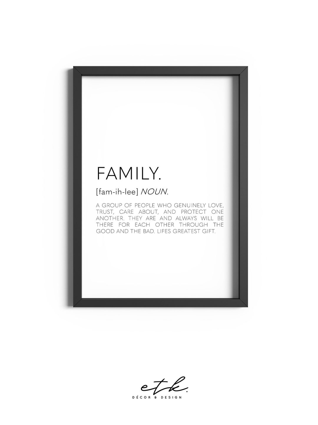 Family Definition Print, Family Quote Prints, Wall Art Prints