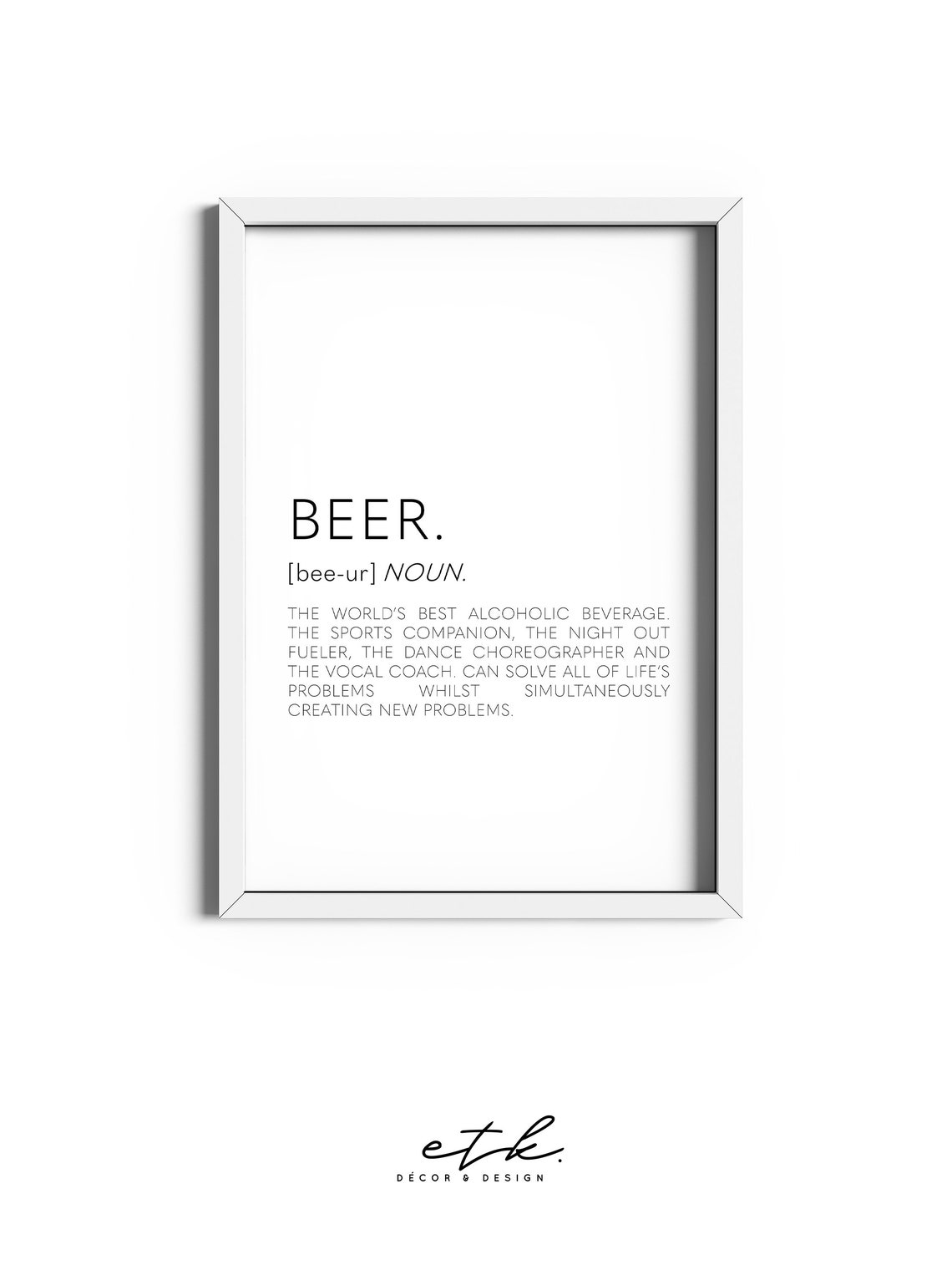 Beer Definition Wall Print Bar Poster Kitchen Prints Home Etsy