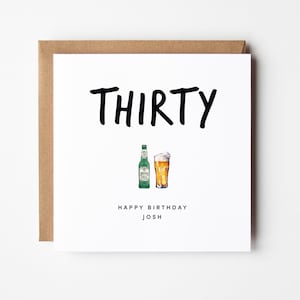 Carte personnalisée 30e anniversaire pour lui, carte 30 ans, carte d'anniversaire bière, carte pour lui, carte 30e anniversaire, carte verre à bière