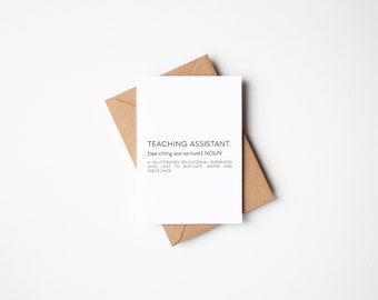 Teaching Assistant Definition Card, Thank You Teacher Card, Cards For Teachers, End Of School Year Card, End Of Term Cards, Thank You Card