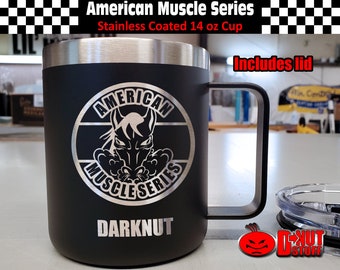 American Muscle Series 14 oz coated Stainless Coffee Cup  with Lid