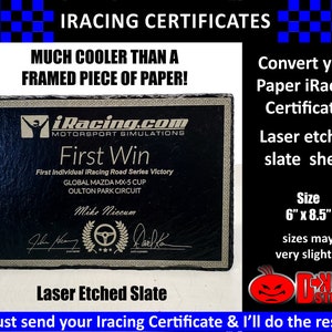 Certificados de carreras de pizarra grabada con láser imagen 2