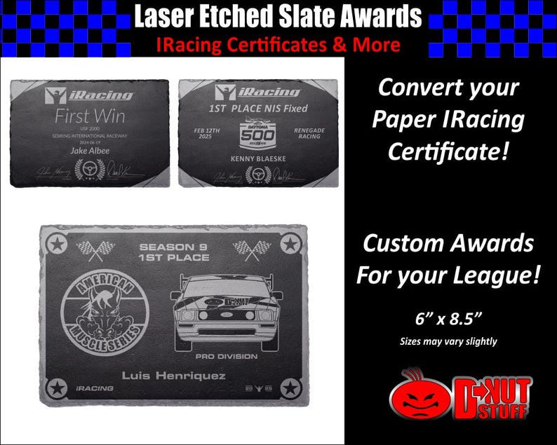 Certificados de carreras de pizarra grabada con láser imagen 1