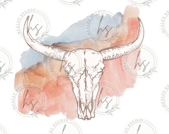 水彩の頭蓋骨昇華PNG