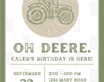 トラクター誕生日招待状