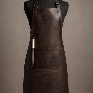 Handcrafted Dark Brown Leather Apron for Women – Chef, Barber, Barista, Artist & Workshop Use – Perfect Gift Option Premium Heavy-Duty Apron