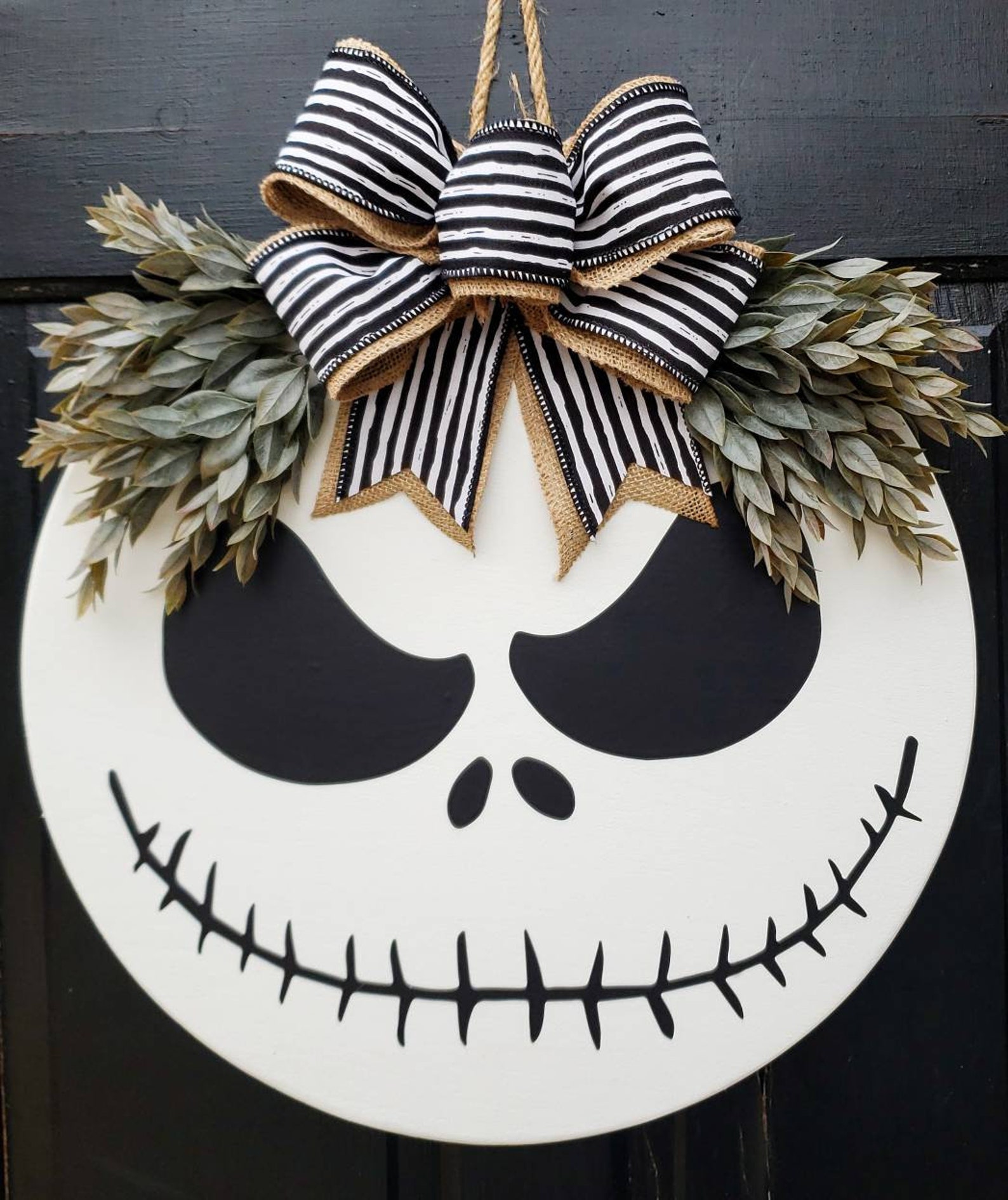 Halloween Door Hanger Jack Skellington Halloween Wreath Etsy