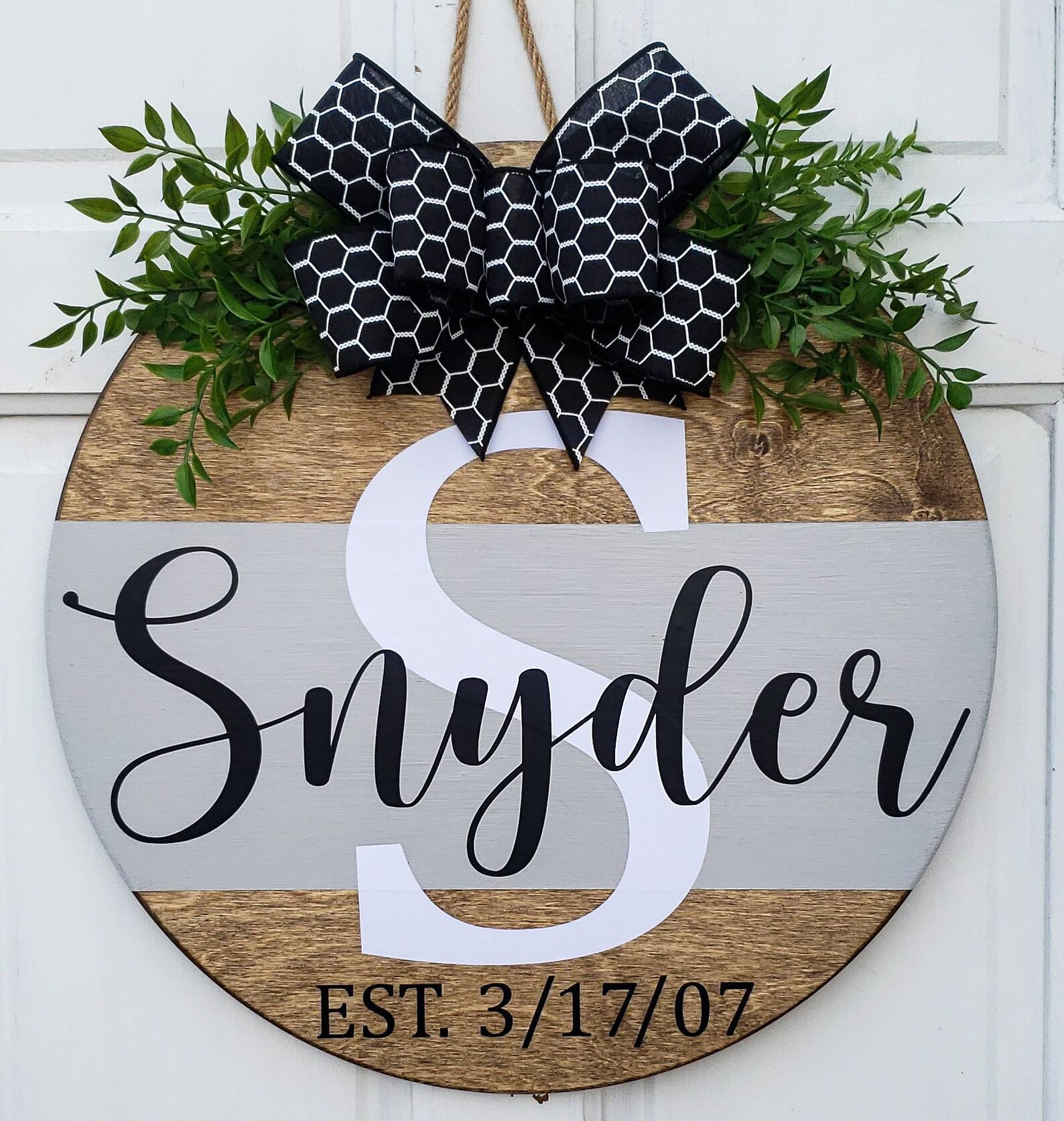 Last Name Door Hanger EST Sign Family Personalized Door Etsy