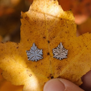 Maple Leaf Earrings, maple leaf studs, maple leaves, gifts for her, fall jewelry, sterling silver earrings