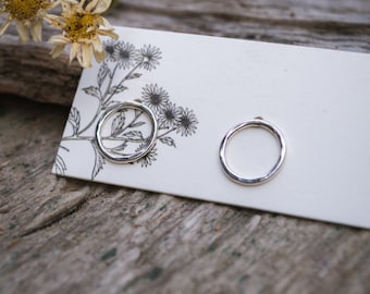 Hammered Sterling Silver Circle Stud Earrings, Minimalist Jewelry