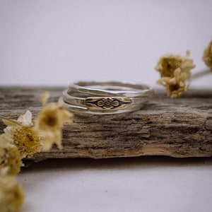 Mixed Metal Forget Me Not Flower Ring, sterling silver flower ring, sentimental gifts for her, dainty flower ring, simple wedding ring