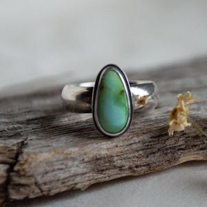 Chunky Sonoran Gold Turquoise Ring, size 8 1/4, turquoise statement ring, handmade jewelry, gifts for her, chunky band rings