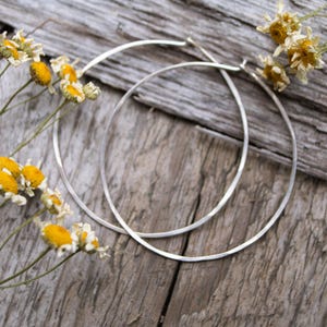 Ultra Lightweight Silver Hoop Earrings, large hoop earrings, everyday hoops, gifts for her, hammered hoops, handmade jewelry
