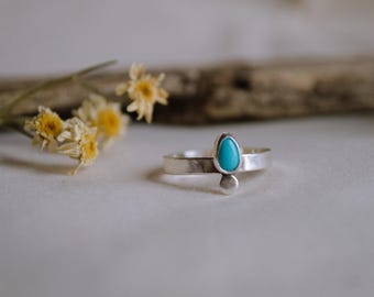Turquoise Stacking Ring, size 6, handmade jewelry, sterling silver stacking ring, simple turquoise rings, gifts for her