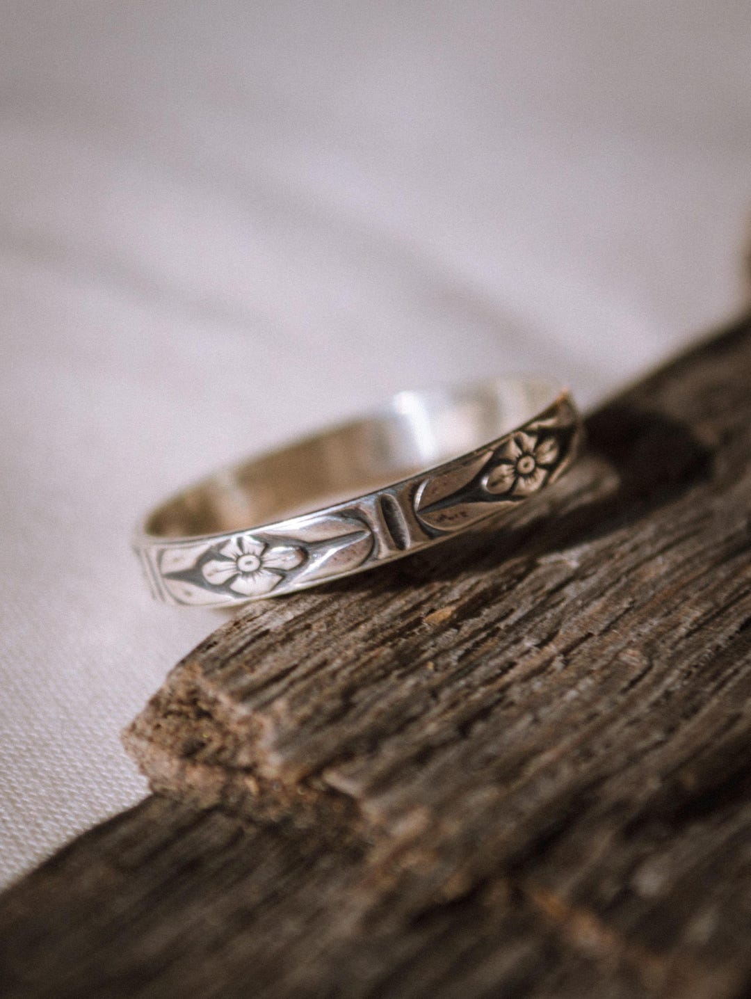Flower Stacking Ring, Floral Stacking Band, Gifts for Her, Handmade ...