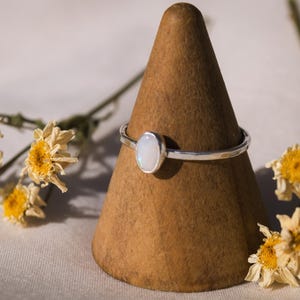 Australian Opal Stacking Ring, sterling silver stacking ring, everyday rings, handmade jewelry, gifts for her, hammered stacking ring