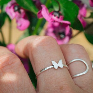Dainty Butterfly Stacking Ring, hammered silver ring, minimalist ring, handmade jewelry, stacking ring set, everyday rings, gifts for her
