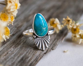 Handcrafted Sterling and Blue Ridge Turquoise Ring Size 9 1/4 - Etsy