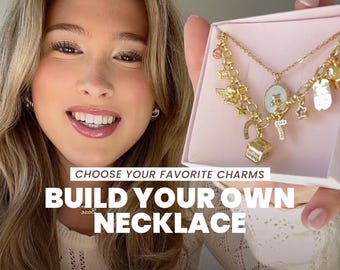 Build Your Own Custom Charm Necklace for Women, Gold Charm Necklace, Personalized Gift, Design Your Own Custom Charm, Customize Necklace