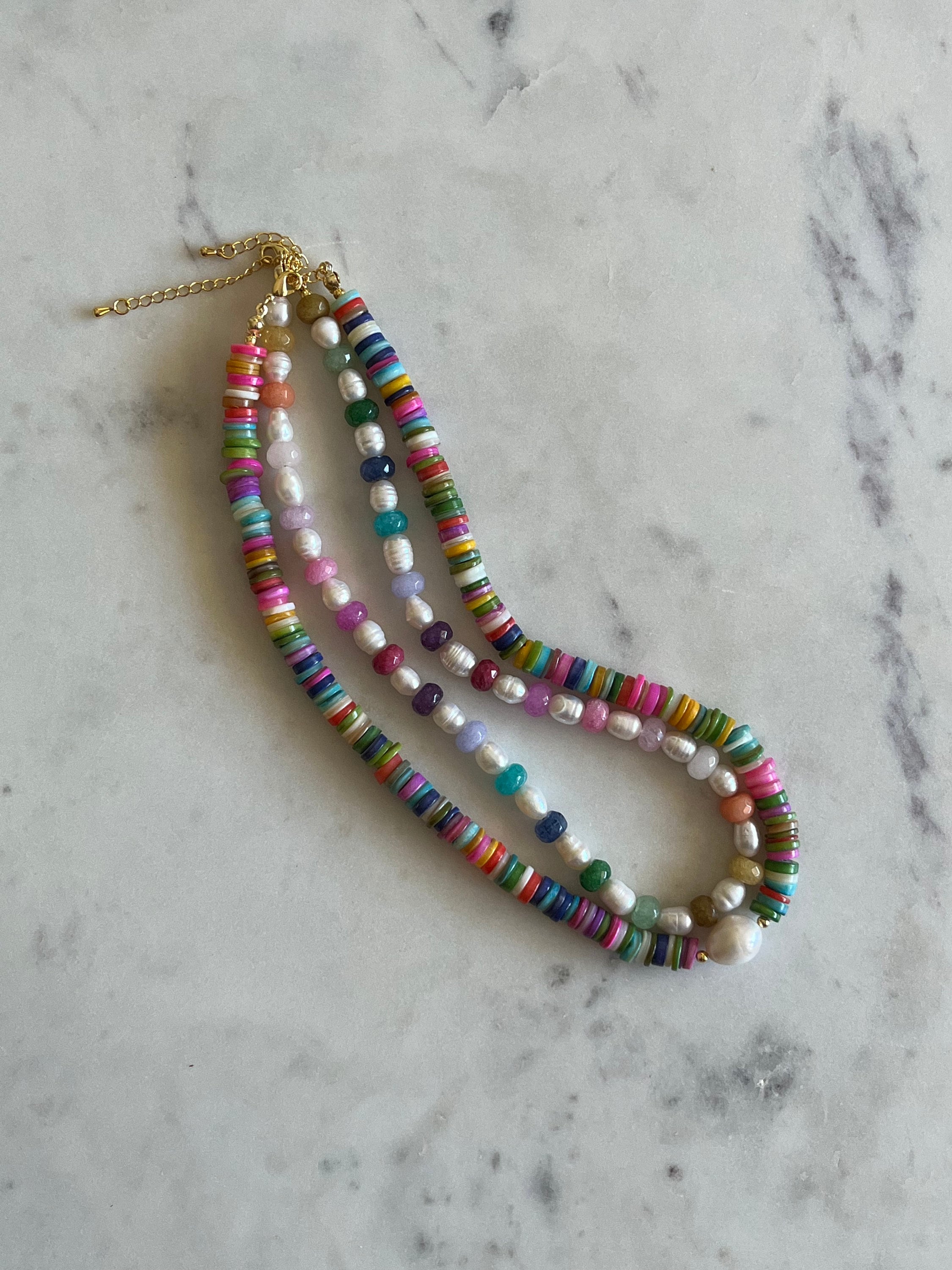 Pearl and Gemstone Necklace Colorful Necklace Freshwater Etsy Israel
