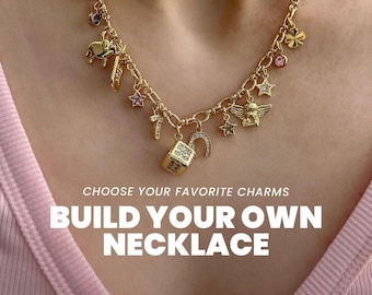 Build Your Own Custom Charm Necklace for Women, Gold Charm Necklace, Personalized Gift, Design Your Own Custom Charm, Customize Necklace
