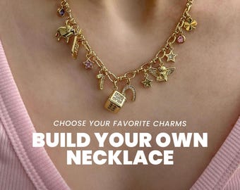 Build Your Own Custom Charm Necklace for Women, Gold Charm Necklace, Personalized Gift, Design Your Own Custom Charm, Customize Necklace