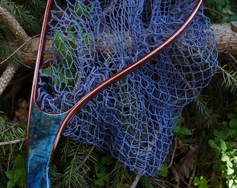 Épuisette en bois faite main, filet de pêche à la mouche, épuisette à truite.