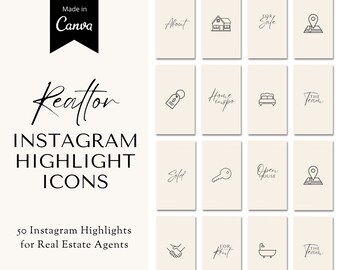 Instagram Highlights for Realtor, Real Estate Instagram Templates Canva, Instagram Highlights Real Estate, Realtor Social Media Canva