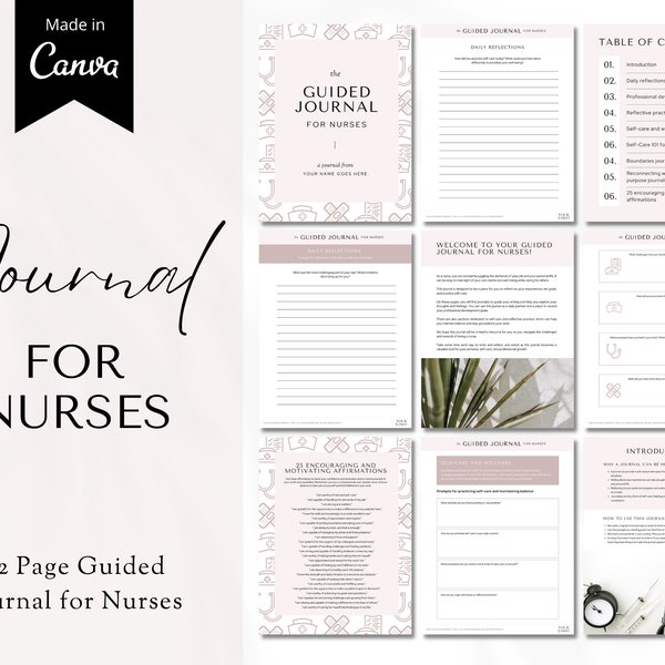 Guided Journal for Nurses, Printable Journal Nursing, Nursing Student Resource, Nursing Gift, Nursing Notes, Nursing Planner Printable PDF