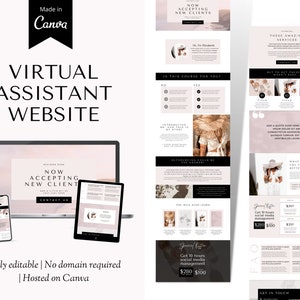 Virtual Assistant Website Template, Canva Website Template, Virtual Assistant Templates, Done For You Website, Canva Template Website